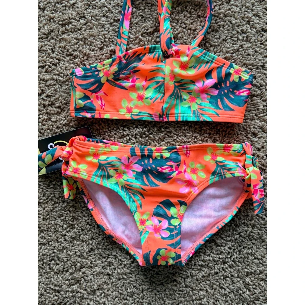 Art Class Vibrant Tropical Hawaiian Floral Bikini 2pc Bathing Swim Suit 8 NWT